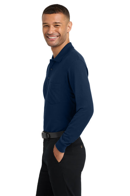 Port Authority® Silk Touch™ Long Sleeve Polo with Pocket